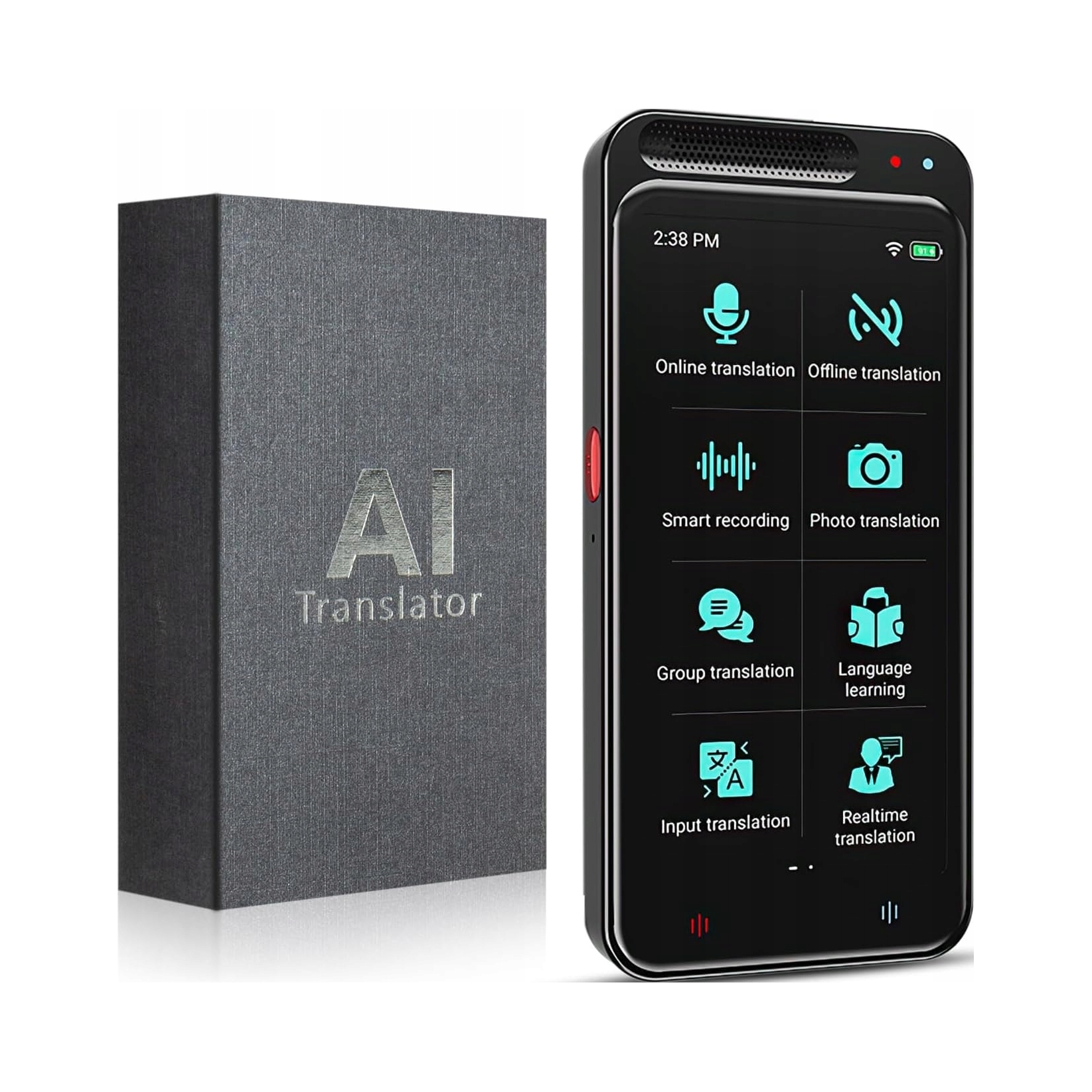 Tłumacz Głosowy Translator Ai Dotykowy Ekran 2,4" 138 Języków Chat Gpt