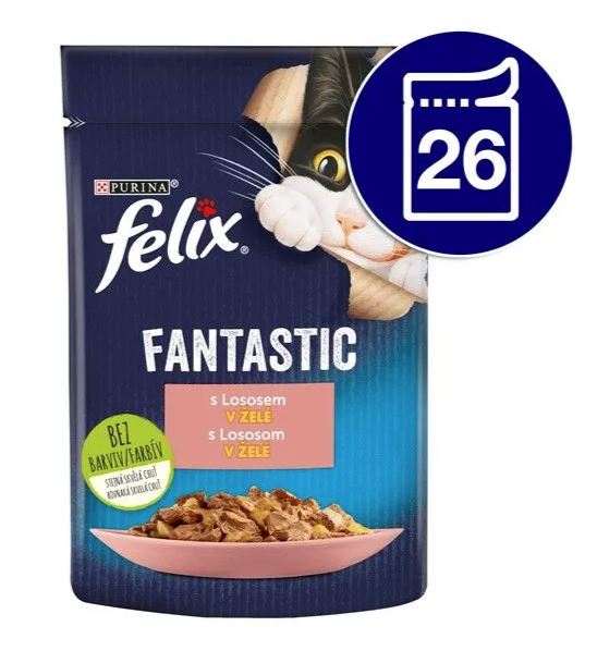 Levně Krmivo pro kočky Felix Fantastické lososové želé (26 x 85 g)