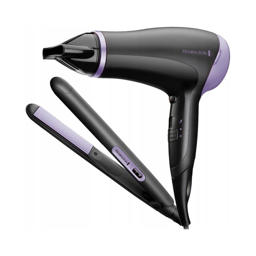 Sada fén+žehlička na vlasy Remington D3016GP Style Essentials černá/fialová