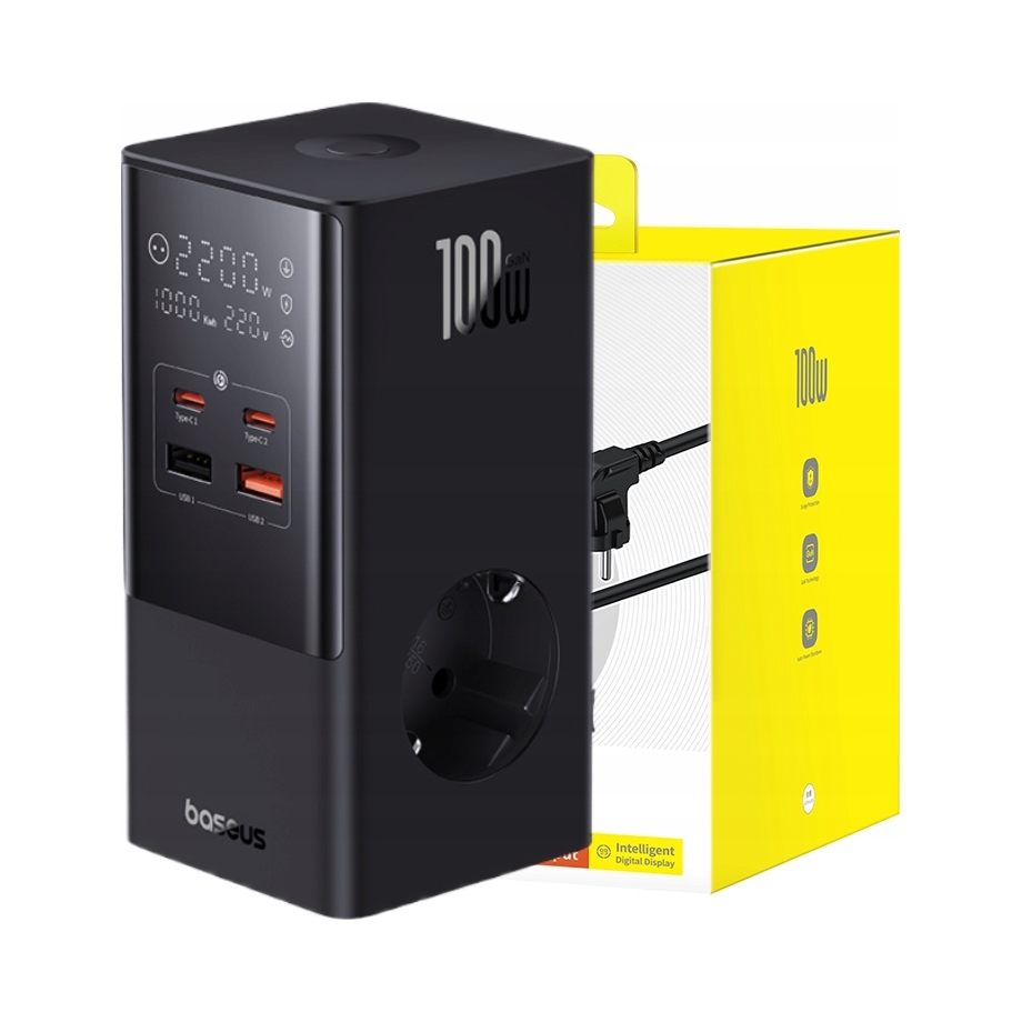 Baseus Nabíjacia Stanica Gan 100W Napájacia Lišta 6V1 Usb-c Pd Qc Led