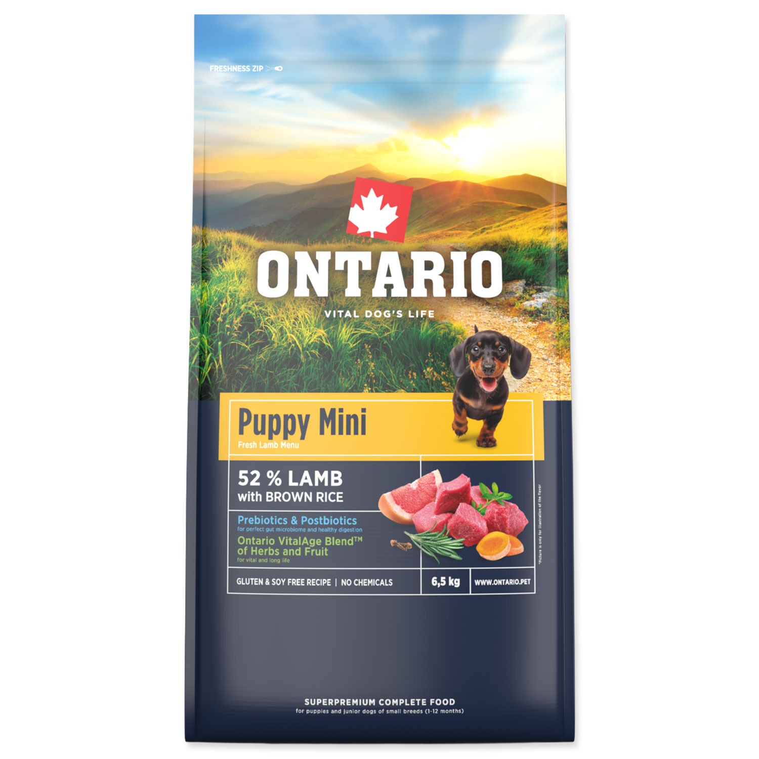 Levně Granule Ontario Puppy Mini Lamb & Brown Rice 6,5kg
