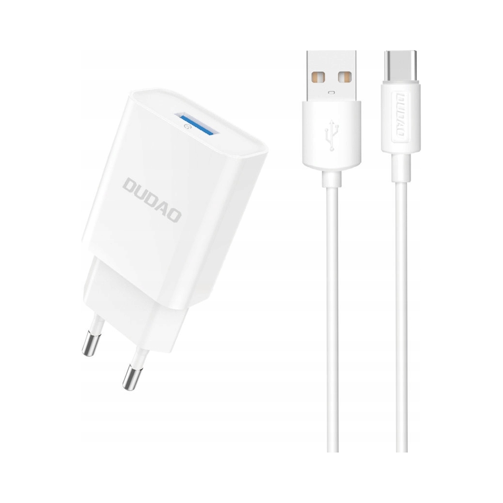 Ładowarka sieciowa Dudao A4EU Usb- A 2. 1A biała kabel Usb- A Usb- C