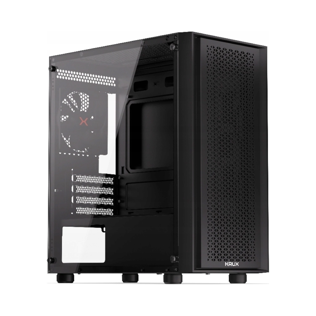 Počítačová Počítačová Skříň Krux Scor, skleněná bočnice, ventilátor, 1 ks , mATX, černá