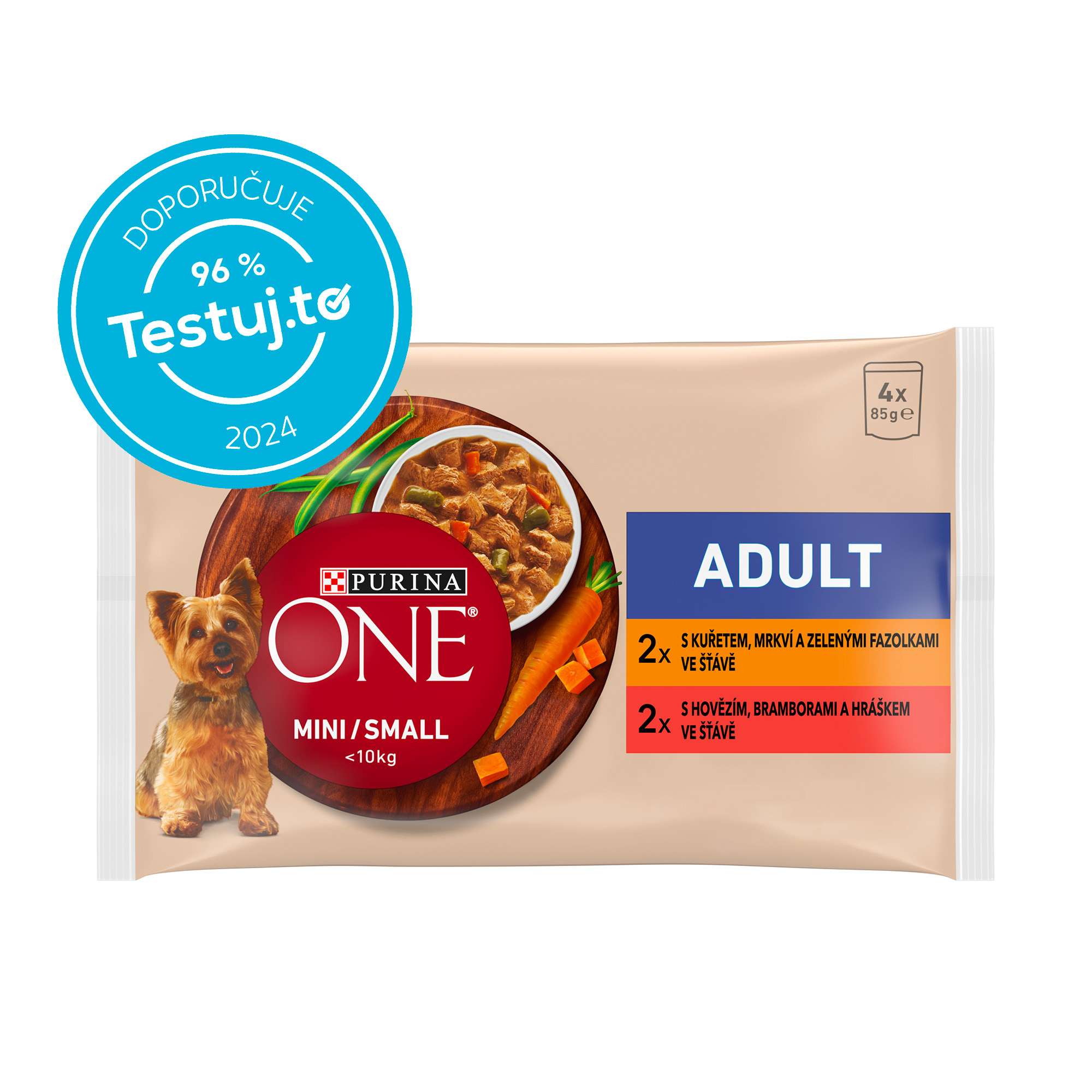 Levně Purina One Mini Dog Adult Kuře a hovězí ve šťávě 85 g