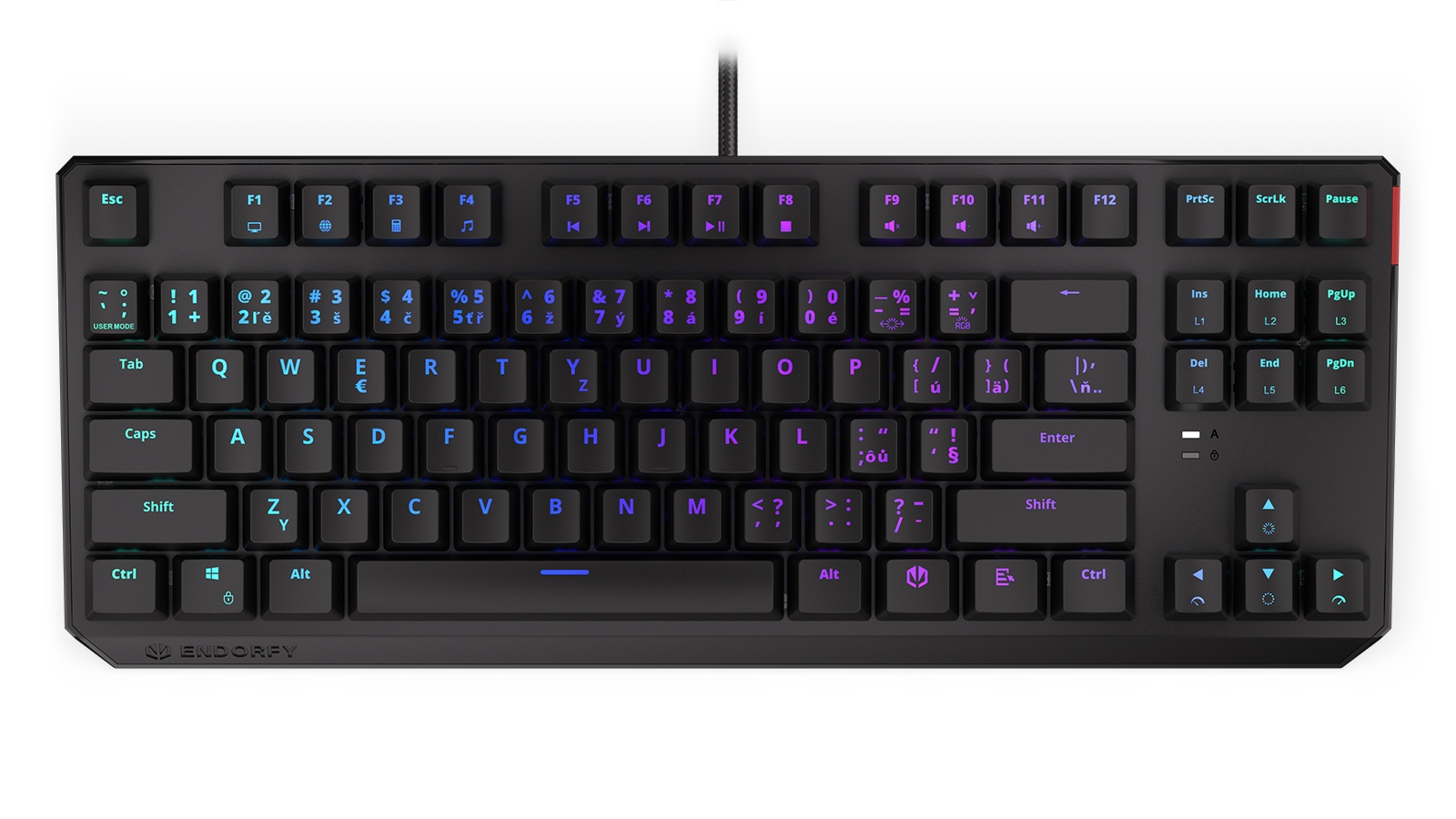 Herná klávesnica Endorfy Thock Tkl Kailh Rd Rgb /usb/ červená pr