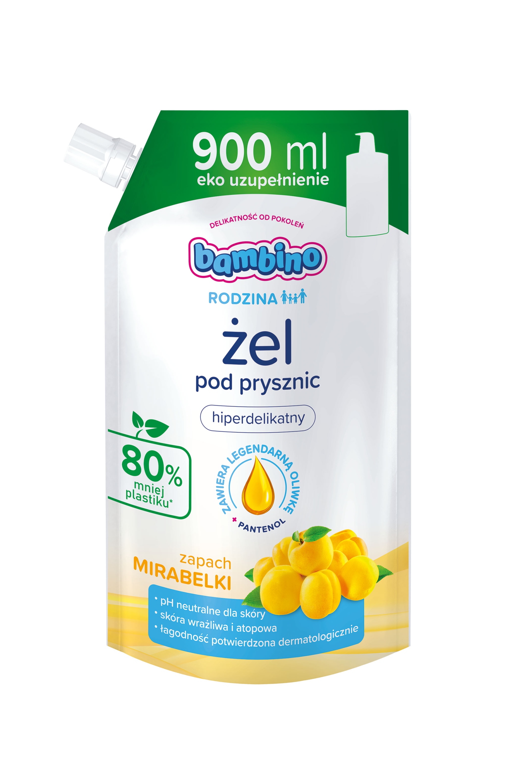 Bambino Rodina sprchový gel Mirabelka Refill 900 ml Náhradní náplň x4