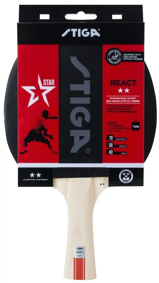 STIGA Rakieta tenis stołowy PING PONG paletka ATEST ITTF REACT-2star