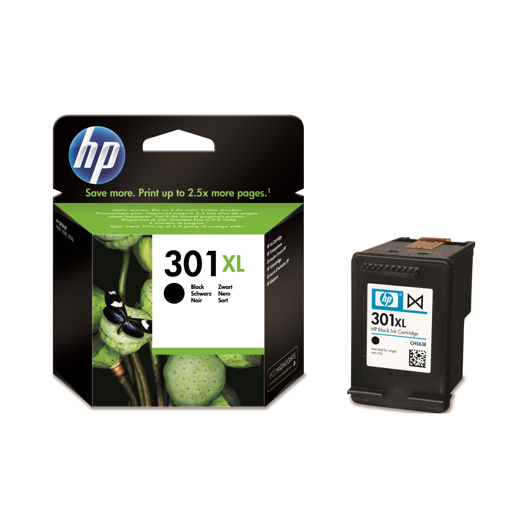 Originálna čierna atramentová kazeta Hp 301XL XL CH563EE