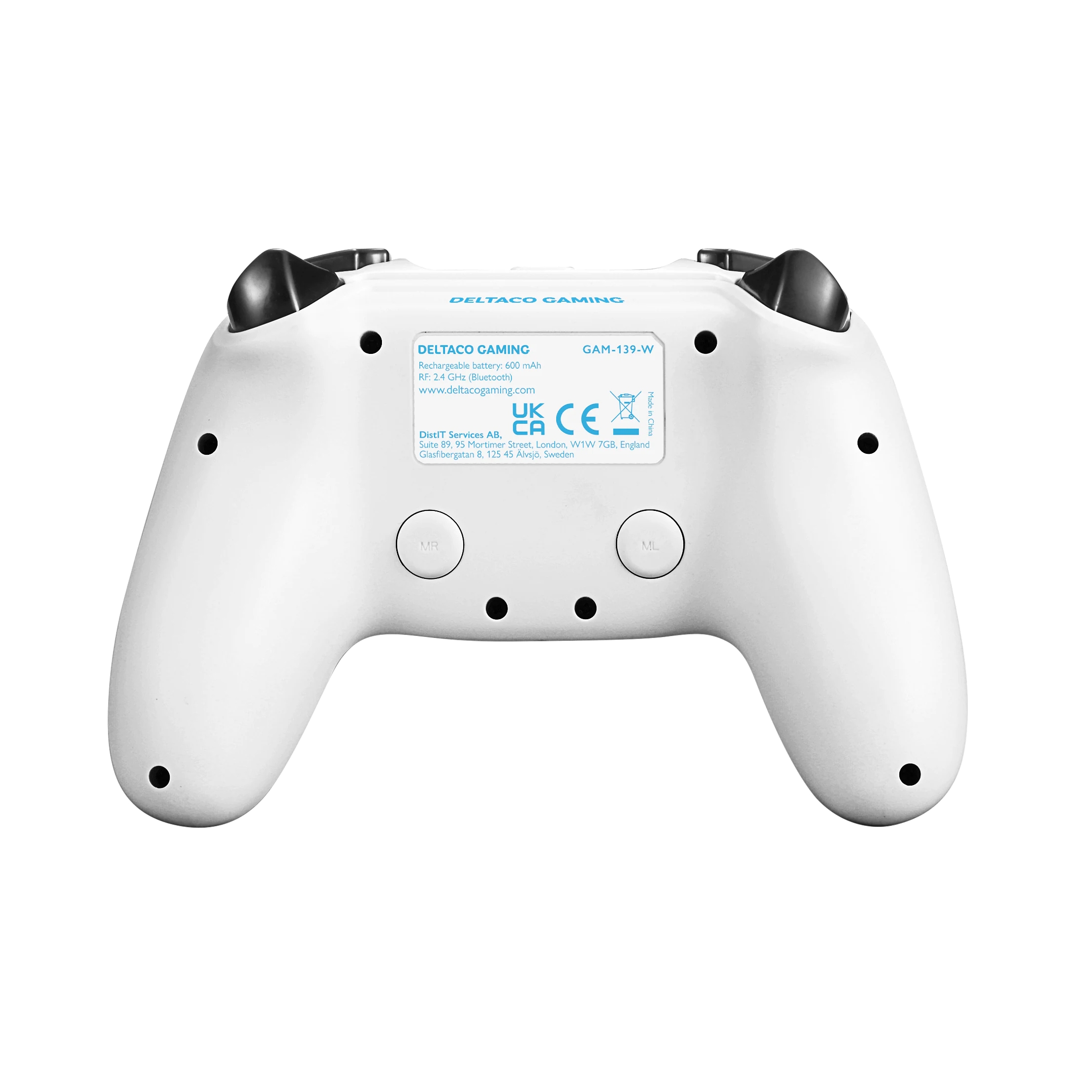 Pad bezprzewodowy, przewodowy do PS4 Deltaco biały