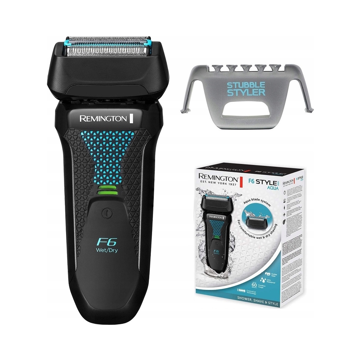 Planžetový holící strojek Remington F6 Style Series Aqua, aku, W/d