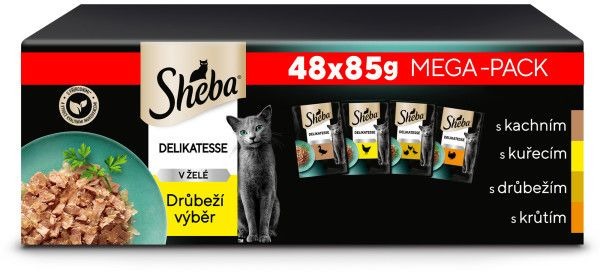 Levně Sheba kapsička drůbeží výběr v želé pro dospělé kočky 48×85 g