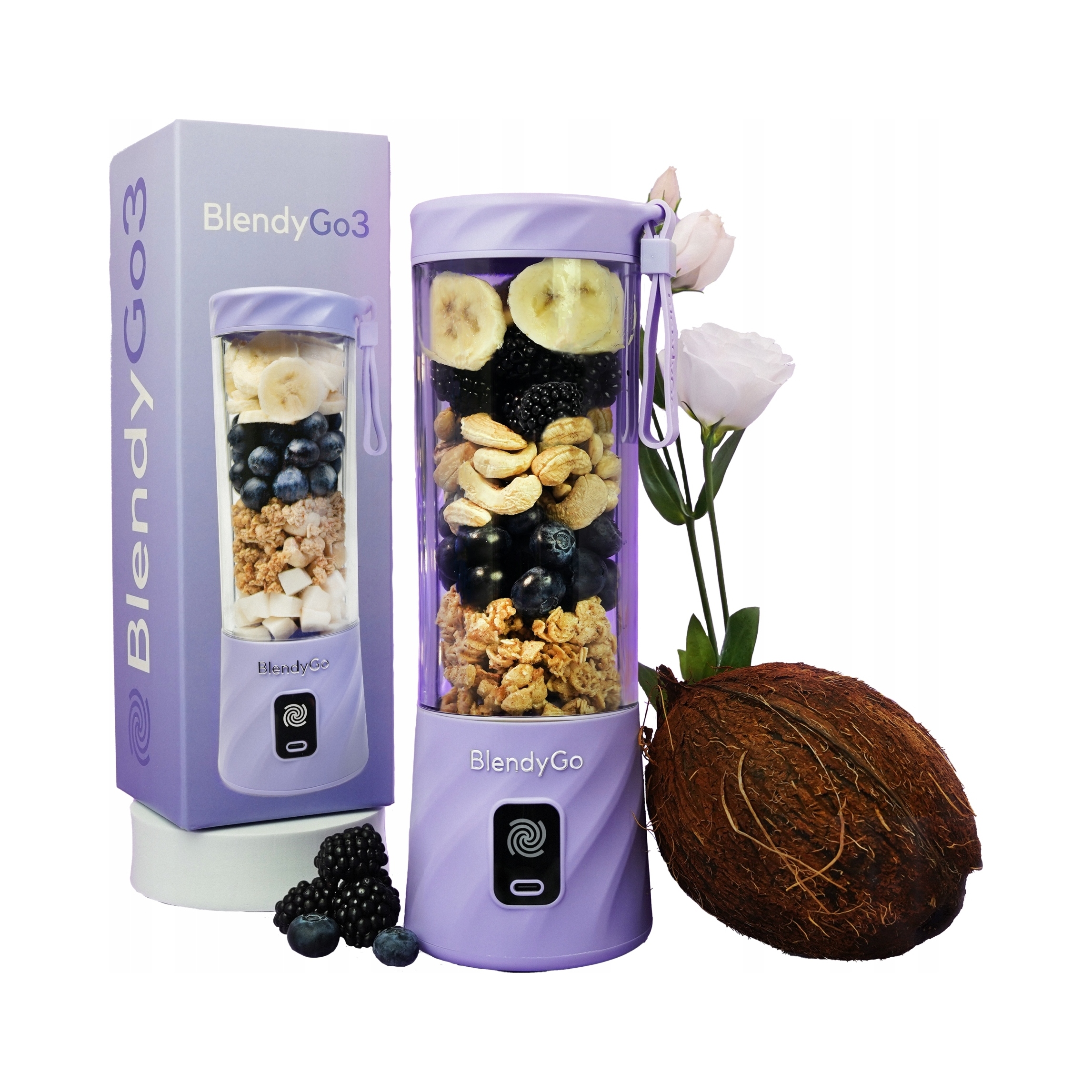 BLENDYGO 3 Przenośny Blender Smoothie USB 550ml BPA Free Lavender — miniatura 10