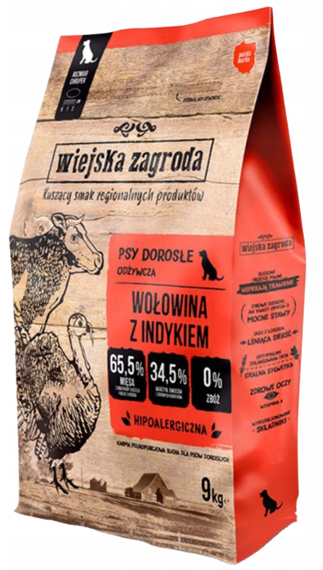 Levně Wiejska Zagroda Hovězí maso s krůtou (dospělí) L 9kg