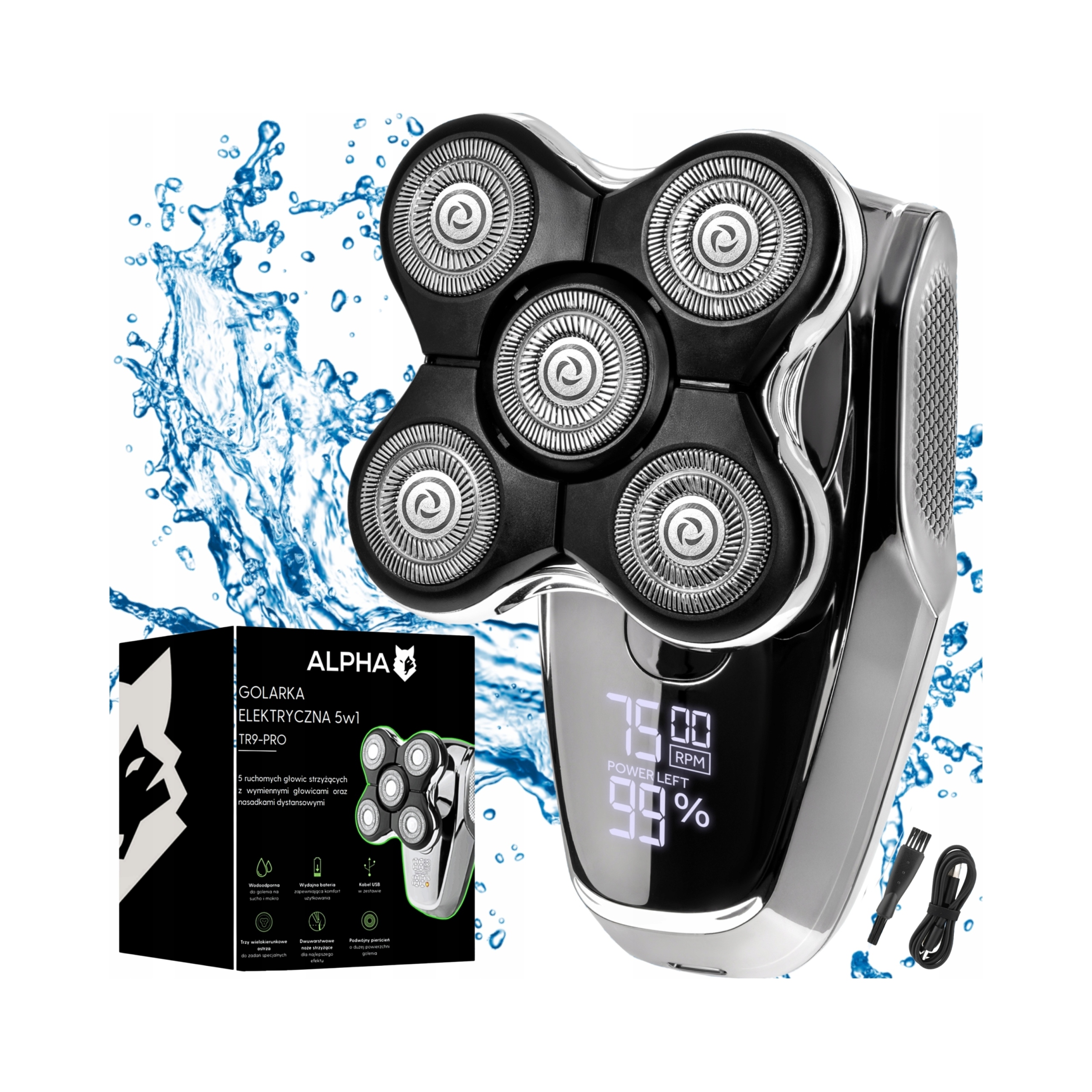 Holicí Strojek pro holení vousů, vlasů a hlavy – Alpha