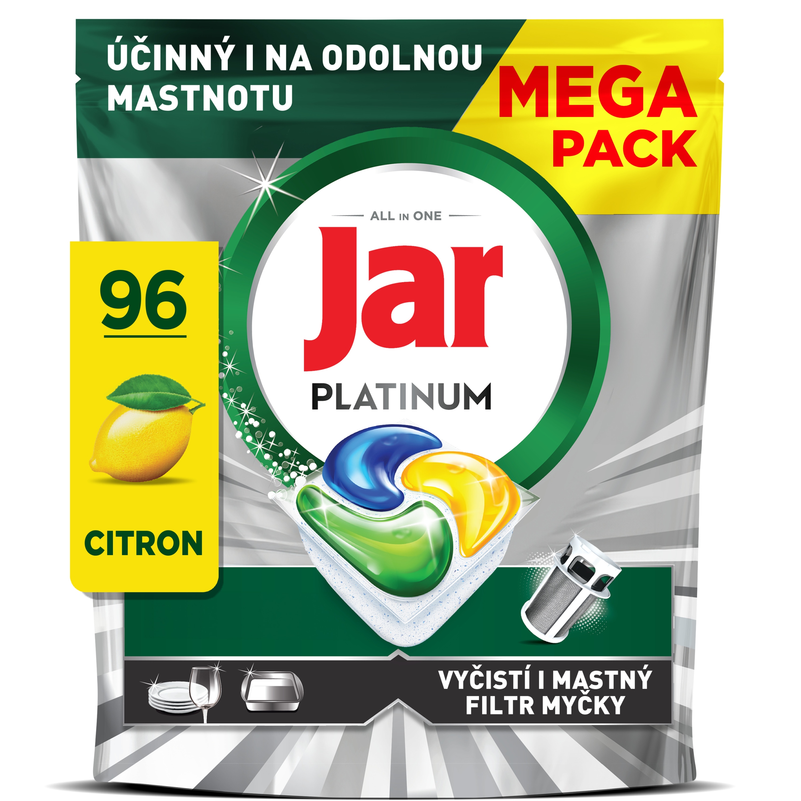 Levně Jar Platinum Lemon tablety do myčky 96 ks