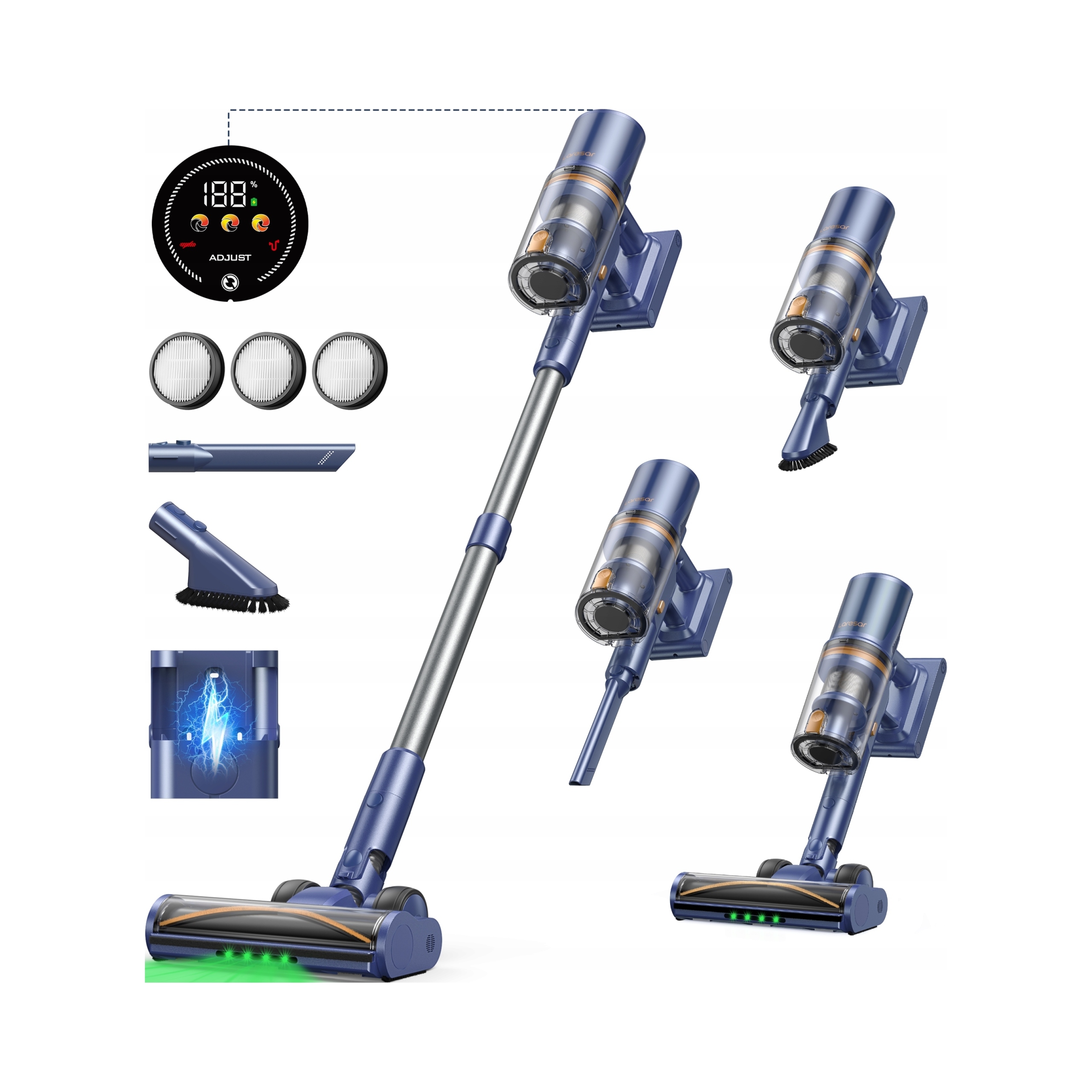 Laresar V11 ultra Odkurzacz Pionowy Bezprzewodowy 650W 75kPa 650W Led Hepa