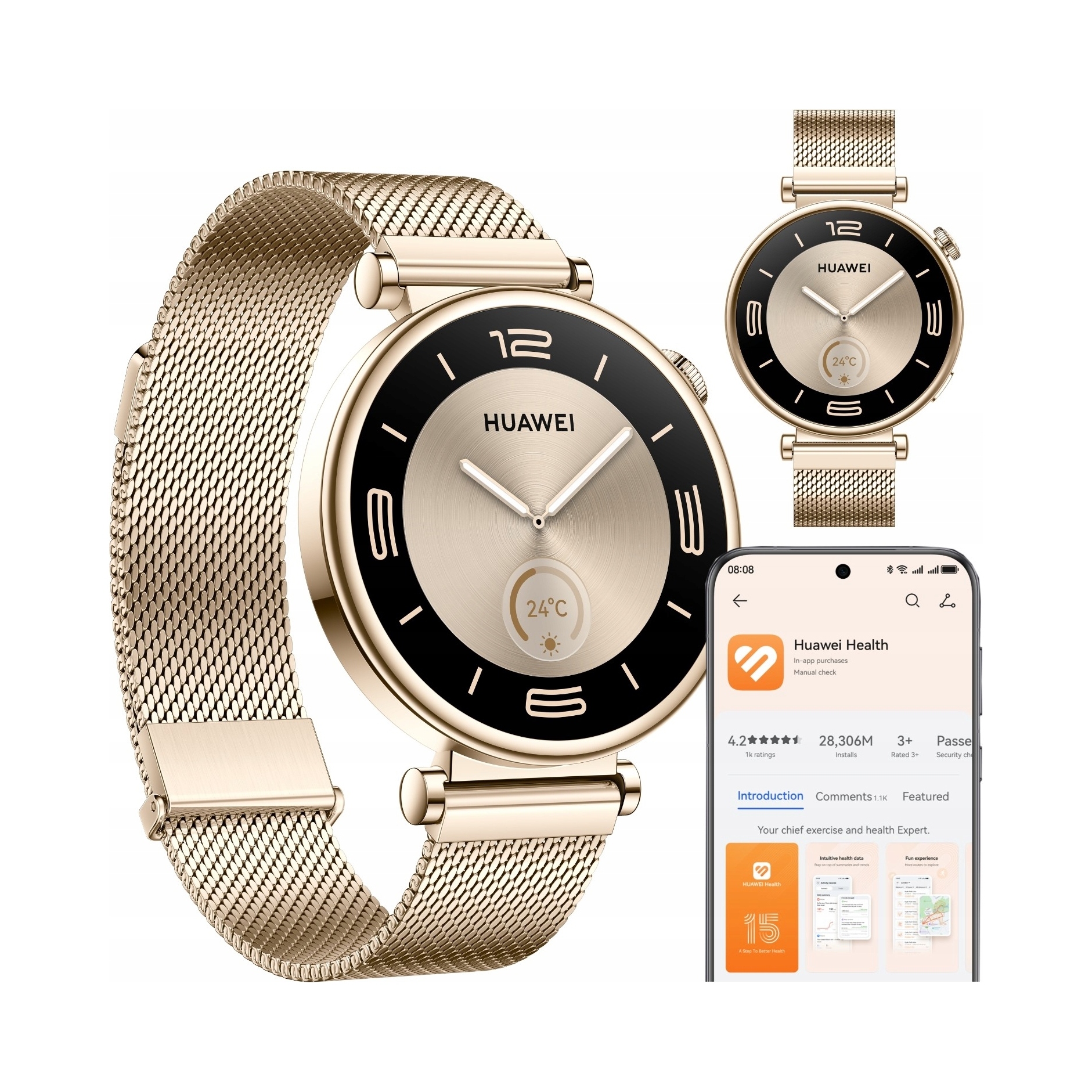 Smartwatch Huawei Watch Gt 4 GT4 Elegant 41mm złoty gold