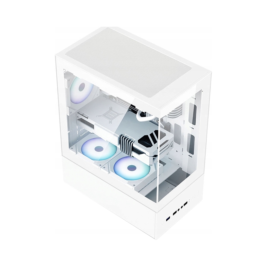 Počítačová Skříň Bílé Akvárium Atx Usb 3.0 2x Sklo Sklep Gaming 3x Fan