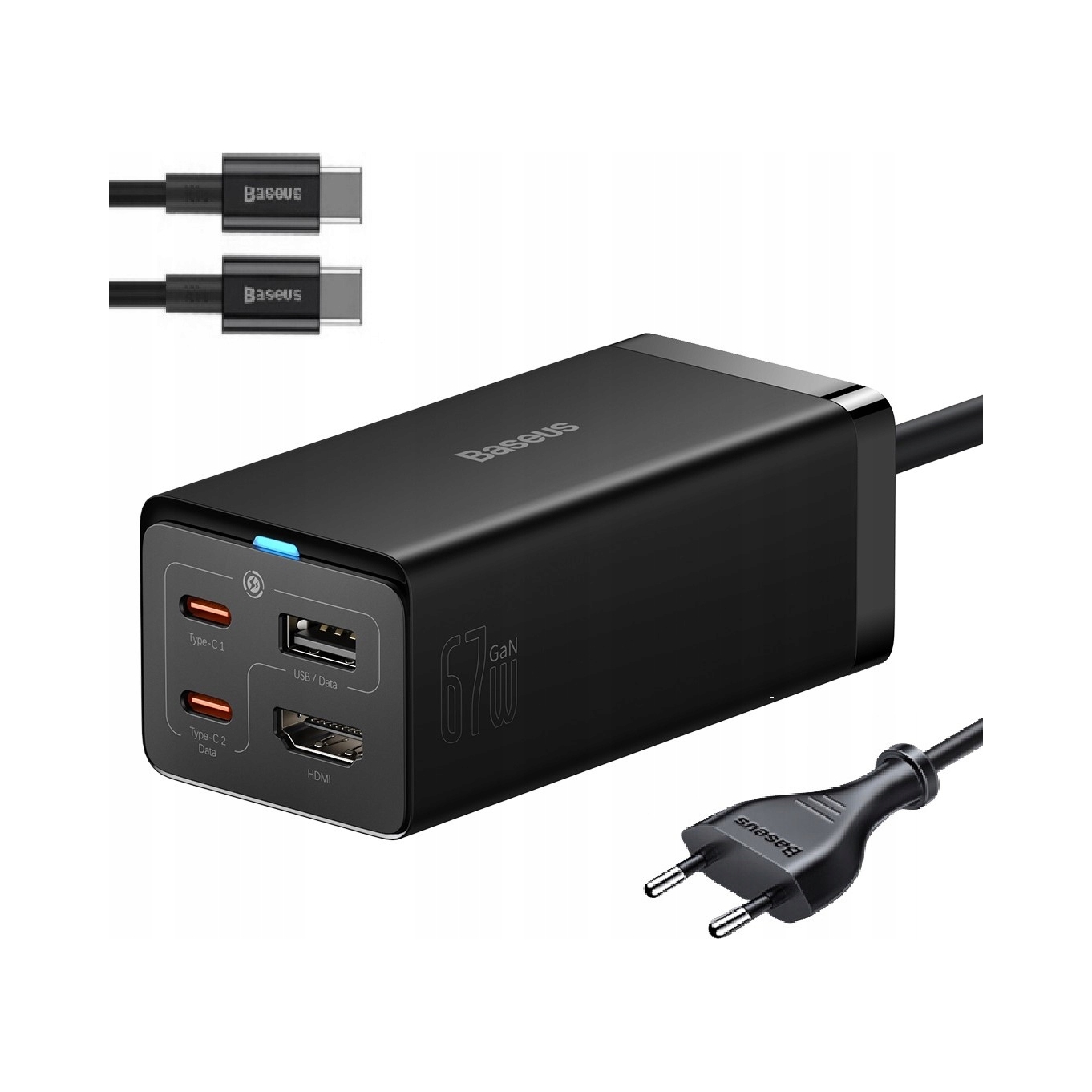 Sieťová nabíjačka Baseus GaN5 Pre 2xUSB-C Usb Hdmi, 67W (čierna)