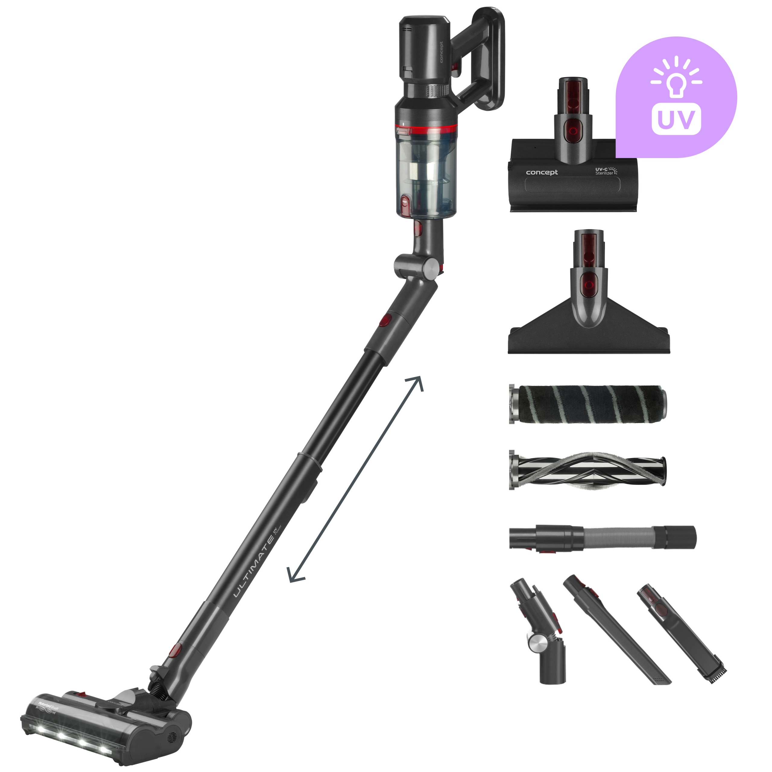 Tyčový akumulátorový vysávač Concept VP6150 3v1 Ultimate 29,6 V Uv Power