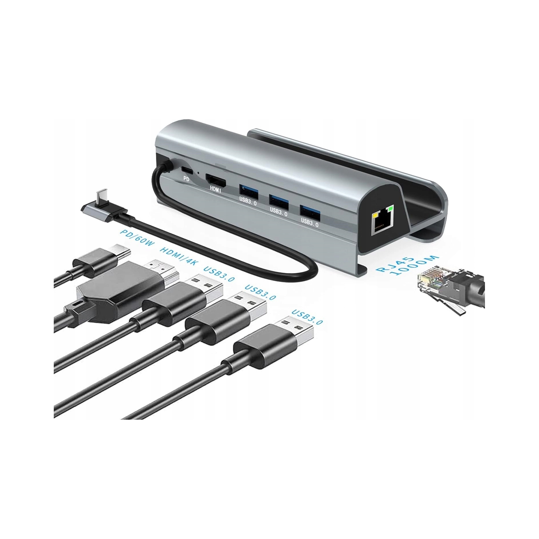 6w1 HUB stacja podstawka USB-C do Valve Steam Deck HDMI 4K USB 3.0 PD RJ45