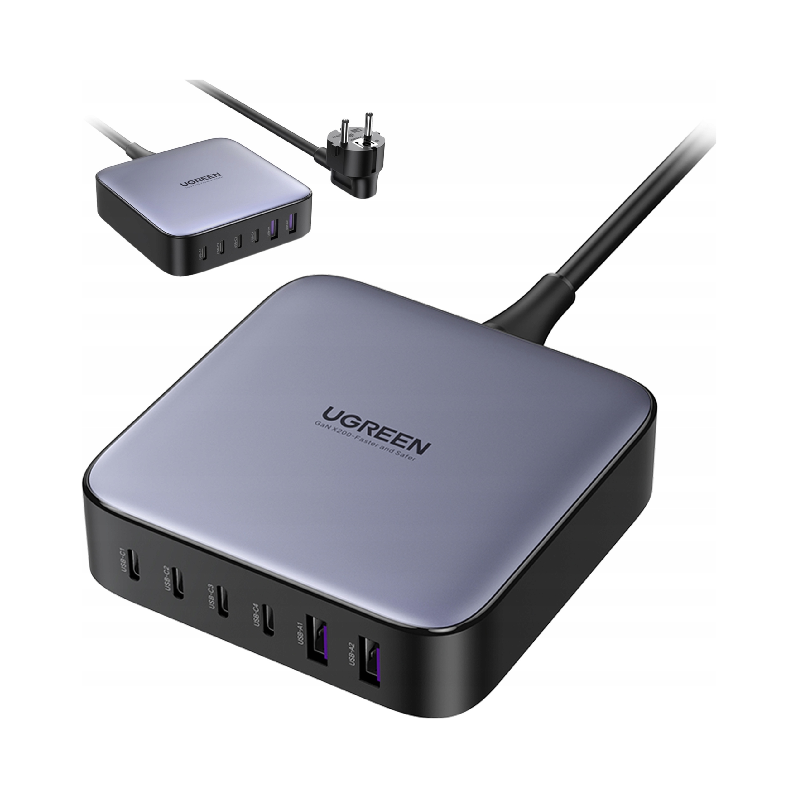 Ugreen ładowarka sieciowa 2x Usb-a 4x Usb-c GaN 200W do telefonu komputera