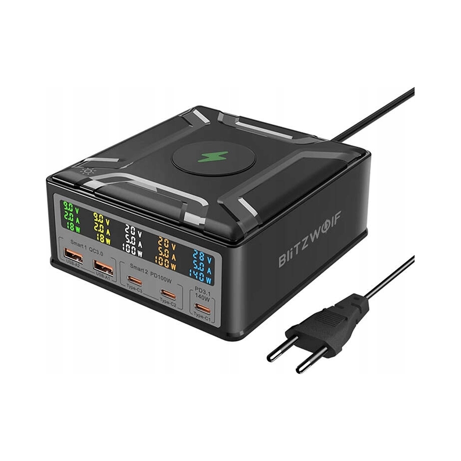Ładowarka sieciowa Blitzwolf Bw- S28 260W Qi 15W (czarna) BliTZWOlF