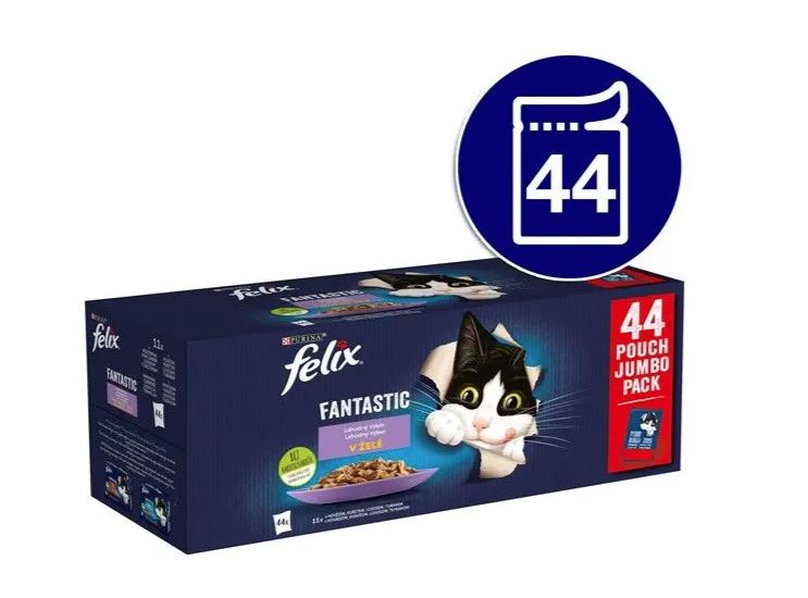 Levně Felix Fantastické Mokré Krmivo Pro Kočky Výběr příchutí v želé 44x85 g