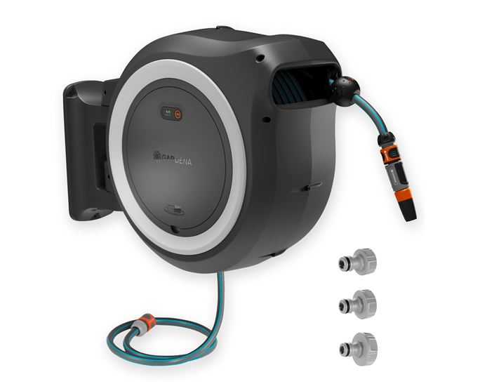 Akumulátorový nástěnný box na hadici PowerRoll XL sólo, 35 m, bílý
