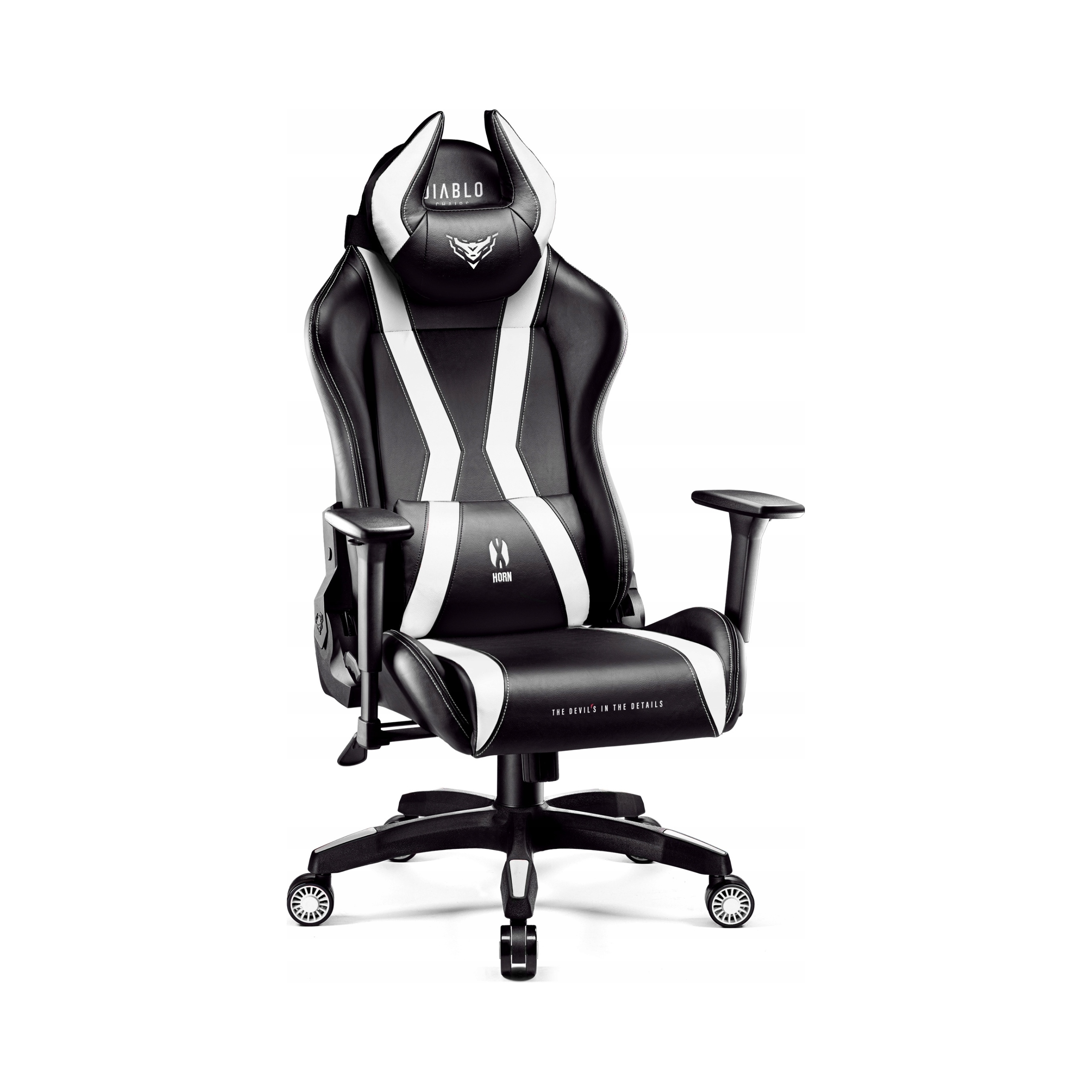 Fotel gamingowy Diablo X-Horn 2.0 Normal Size czarno-biały ekoskóra biały
