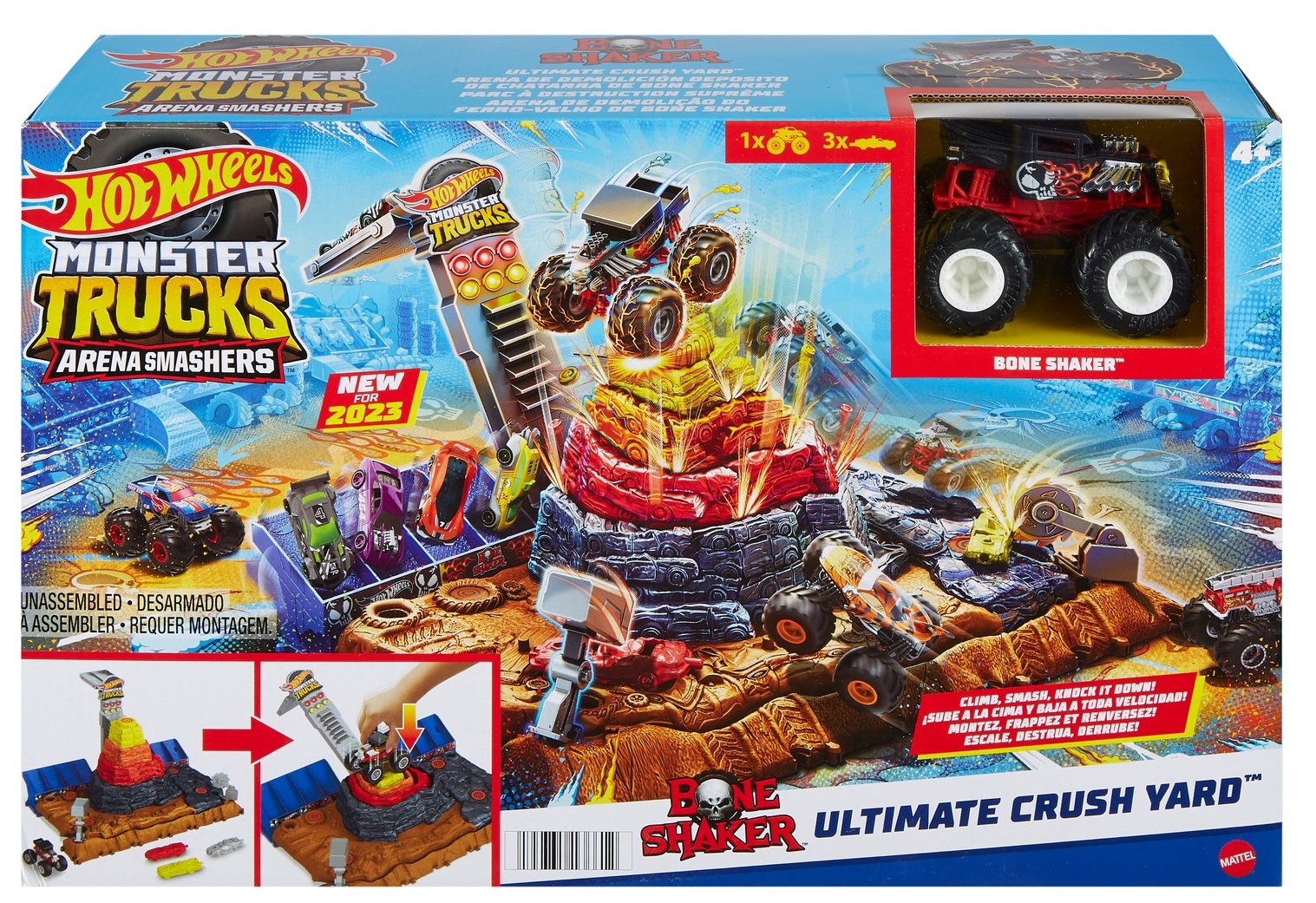 Hot Wheels Monster Trucks Arena Smashers Bone Shaker piramis