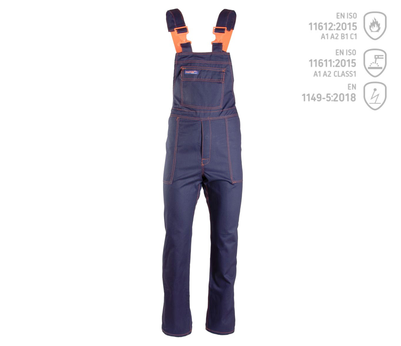 Spodnie spawacza spawalnicze ogrodniczki Bawełna 100% Profflam Antistati 52
