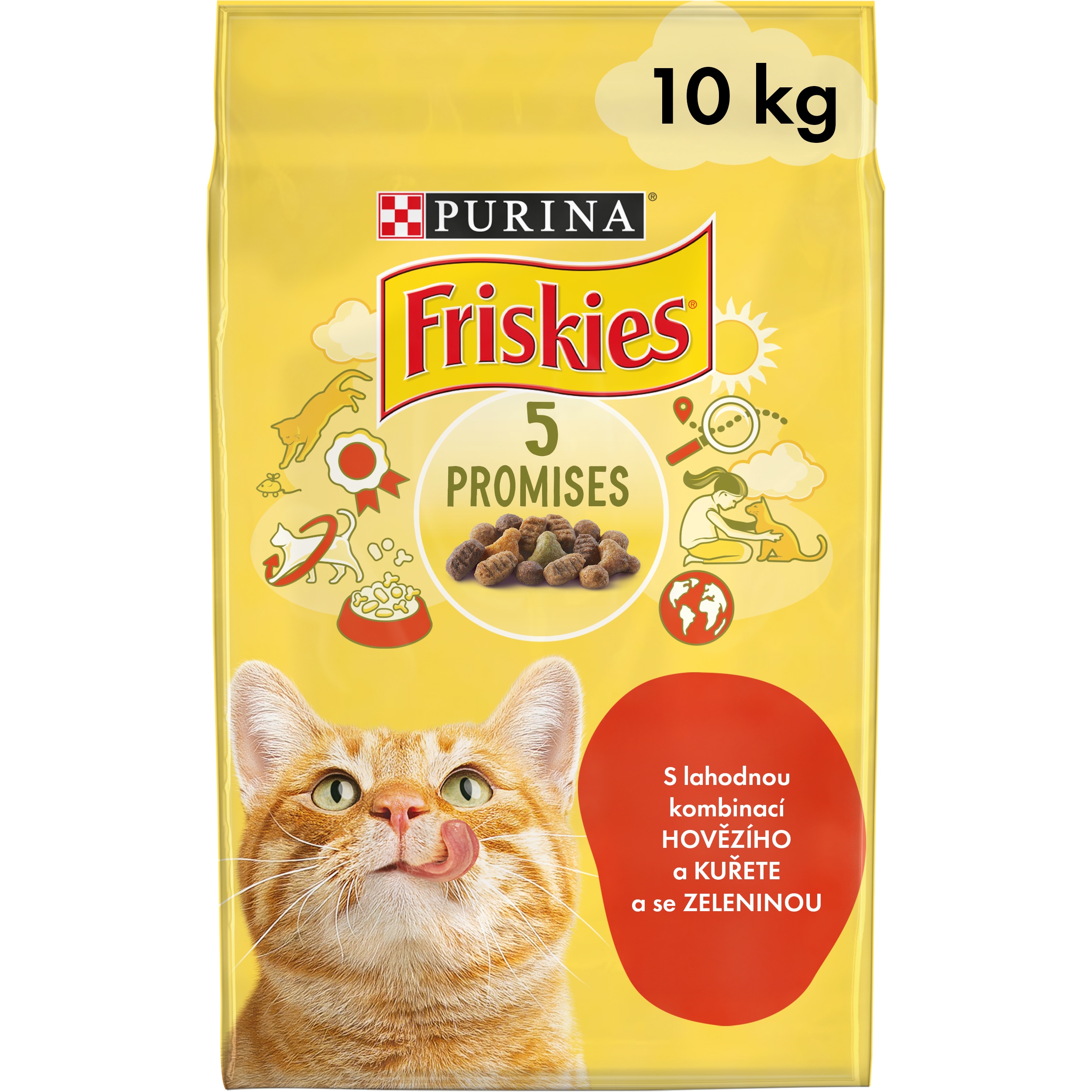 Purina Friskies Krmivo pro kočky hovězí kuře se zeleninou 10kg