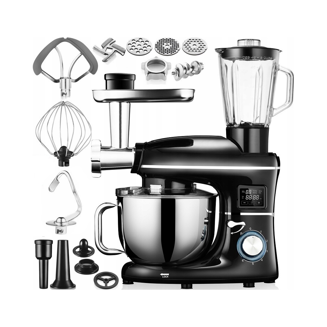 Robot Kuchenny Planetarny Mikser Kerch Rotary Podgrzewana Misa Black 6,2L