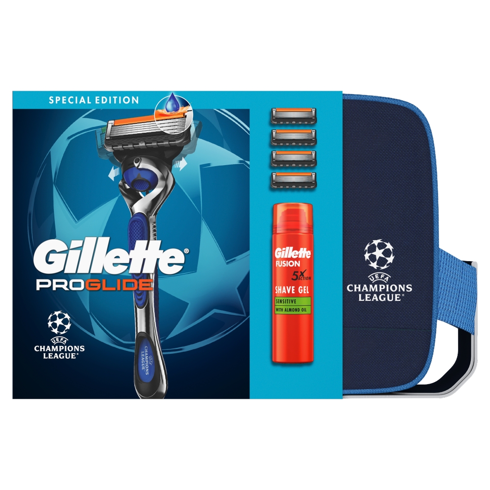 Zestaw prezentowy Gillette ProGlide maszynka 4 ostrza żel kosmetyczka