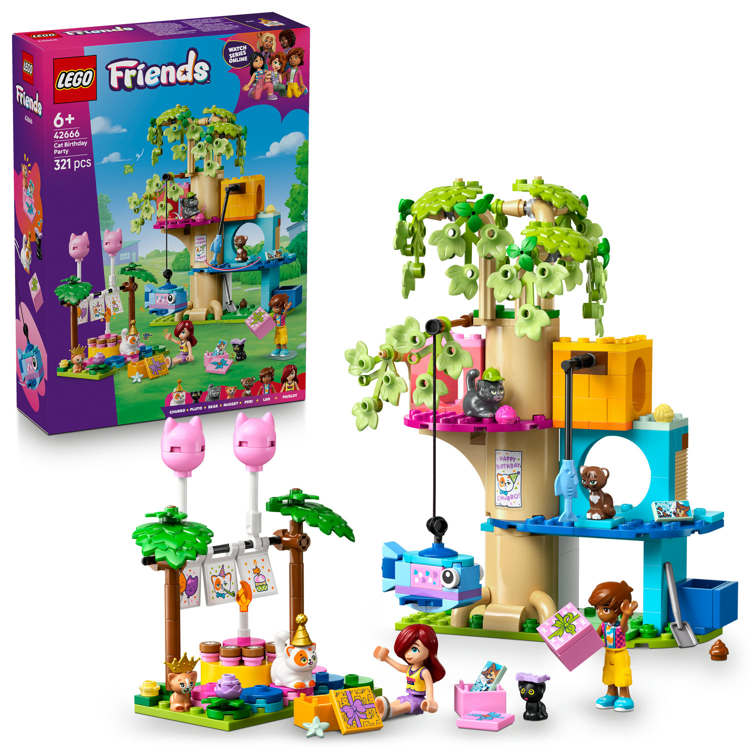 Lego Friends 42666 Narozeninová oslava pro kočky a domeček na stromě