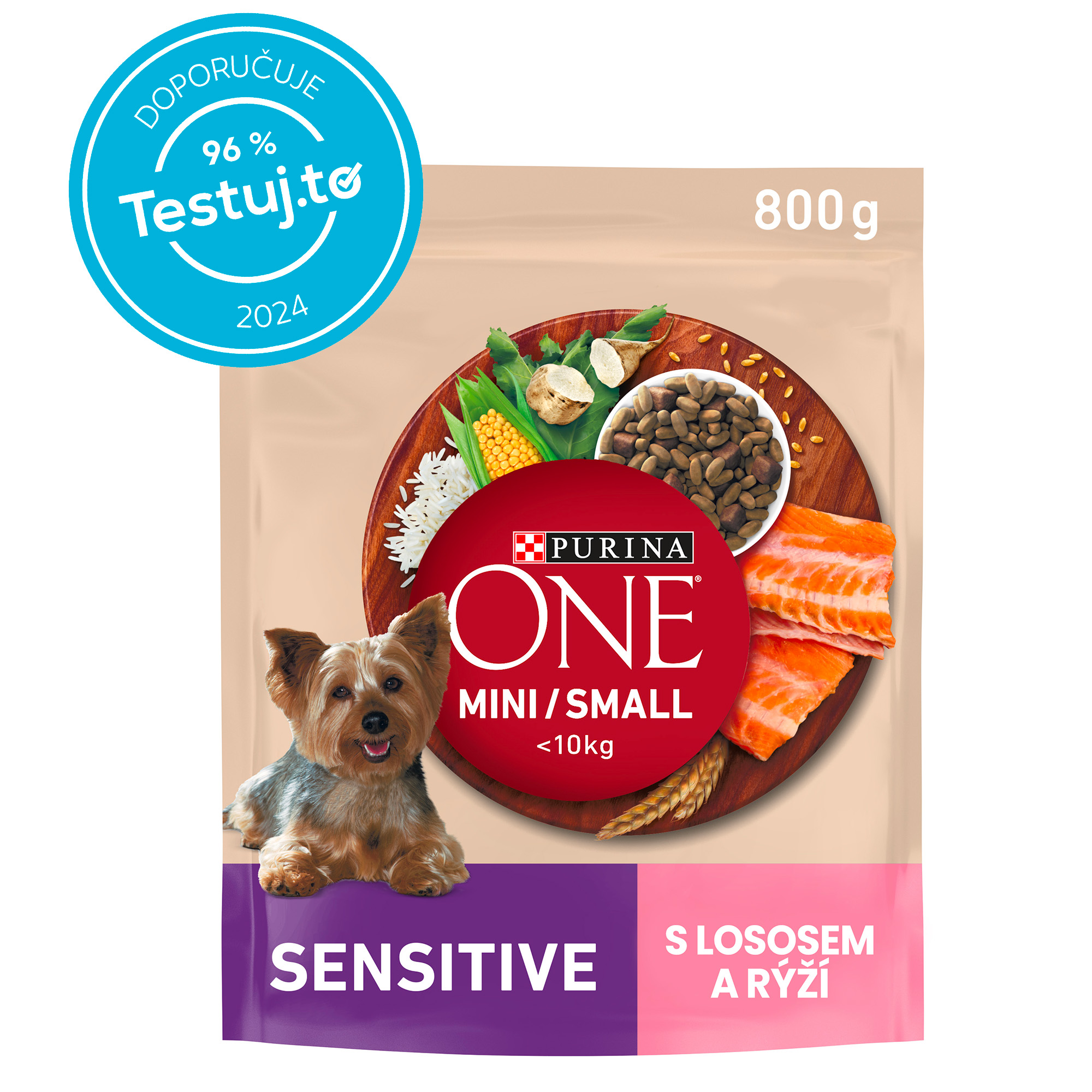 Purina One granule pro psy Mini Sensitive losos 8x800 g