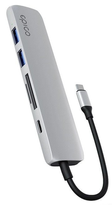 Epico 6v1 Alu Hub 8K s Usb-c konektorom strieborná 9915112100067