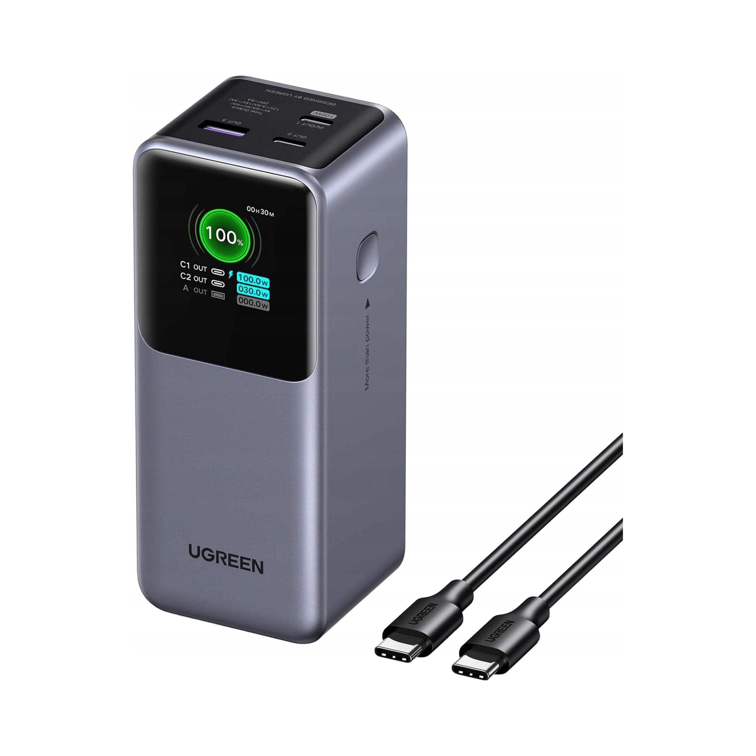 Powerbanka Ugreen Nexode PB721 20000 mAh 130W Usb 2x Usb-c šedá