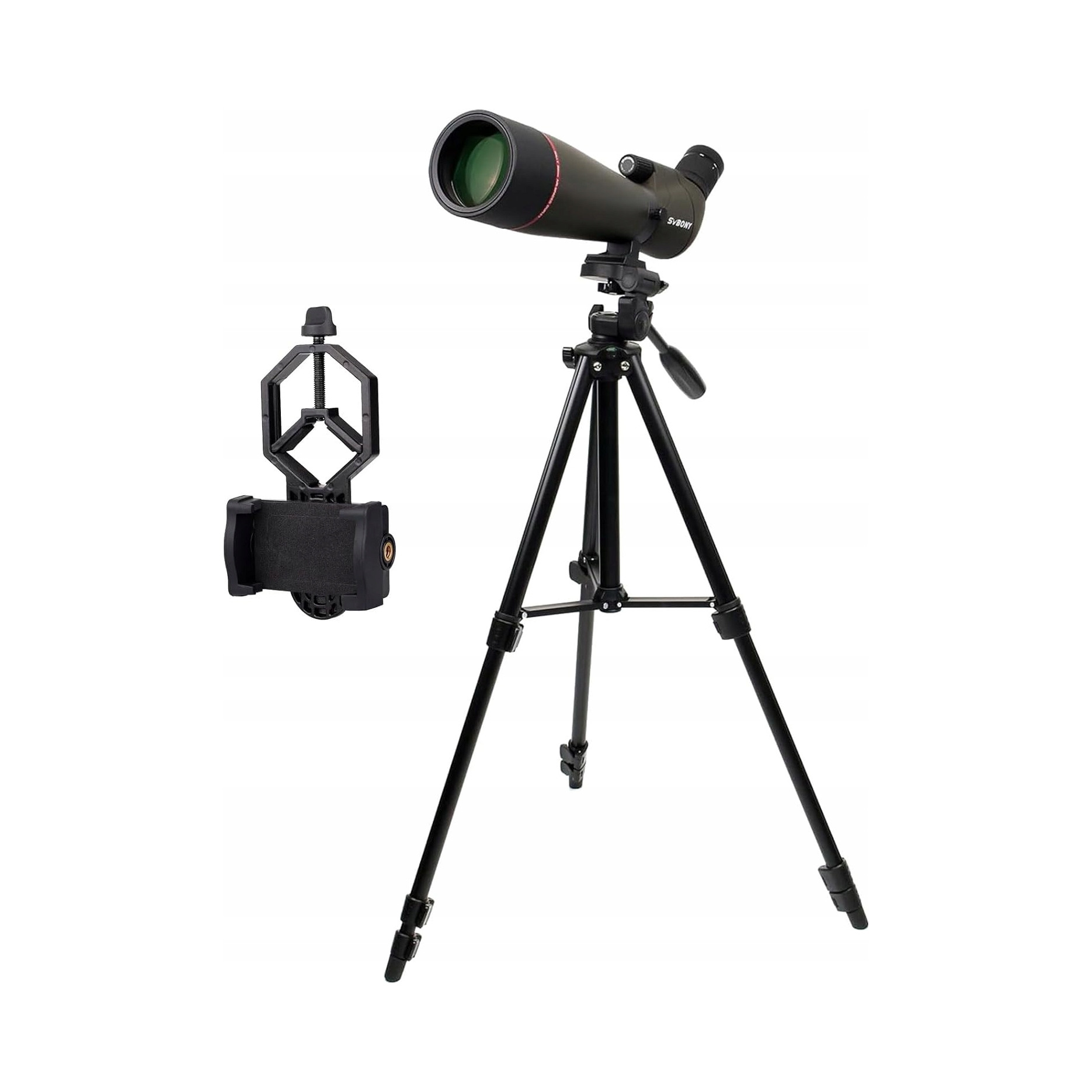 Svbony SV13 20-60x80 luneta ze statywem, adapter do smartfona, wodoodporna