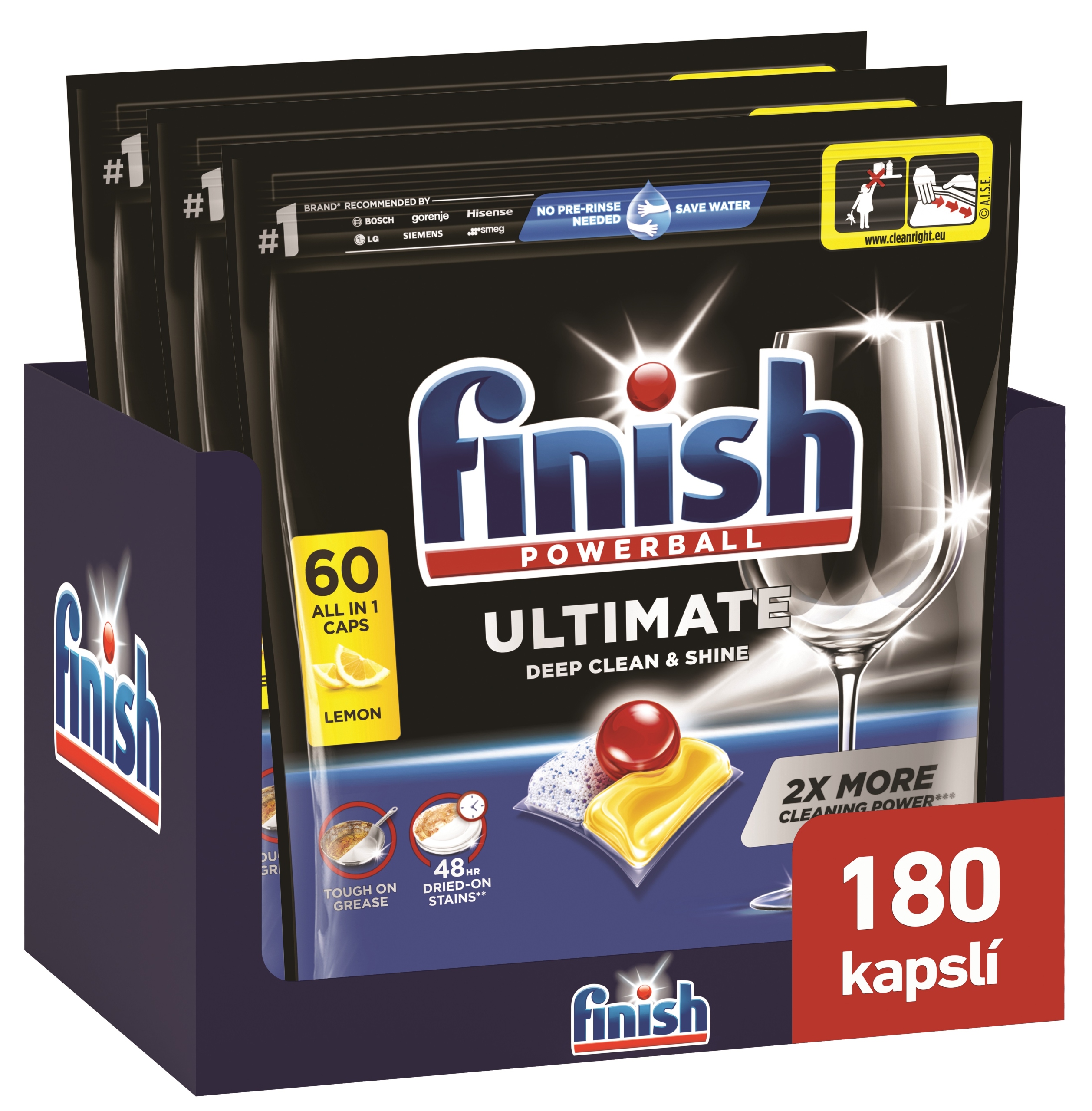Levně Finish Ultimate All in 1 Lemon Sparkle kapsle do myčky nádobí 180 ks