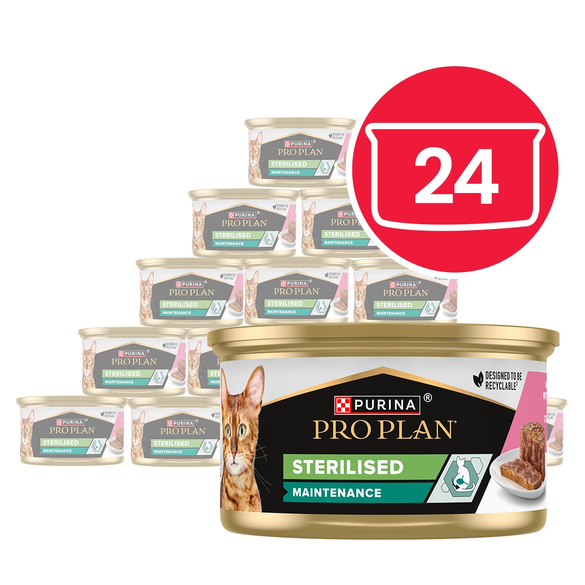 Pro Plan Sterilised Maintenance konz. pro kočky tuňák,losos paštika 24x85 g