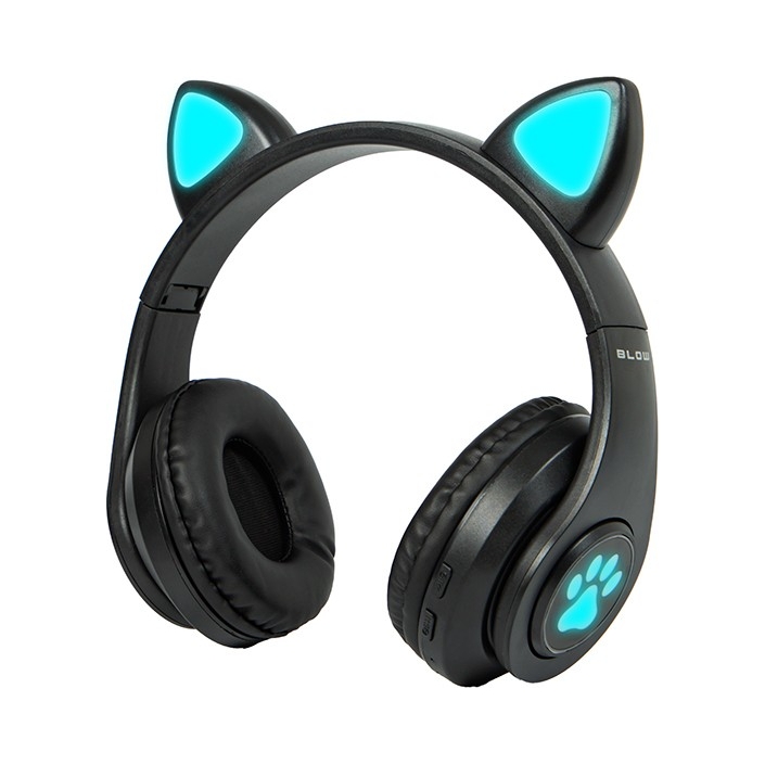 ДЕТСКИЕ БЕСПРОВОДНЫЕ НАУШНИКИ BLUETOOTH МИКРОФОН КОШАЧЬИ УШИ LED RGB