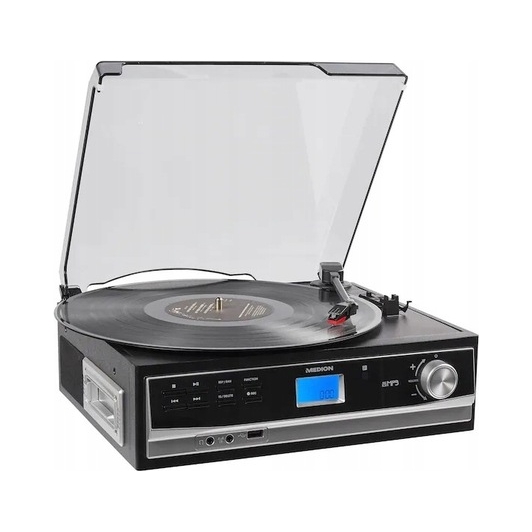Gramofón Medion Pilot MP3 Usb Aux Cinch S Nahrávaním Kastety