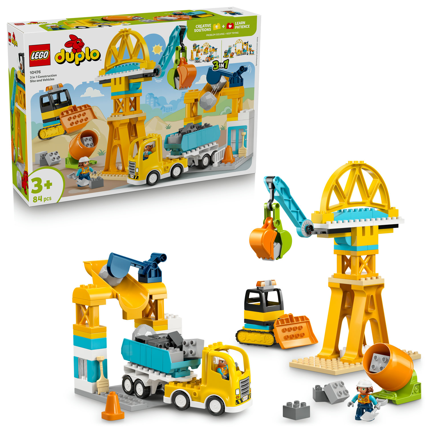 LEGO10476 Duplo Stavební náměstí s vozidly 3v1 Stavebnice