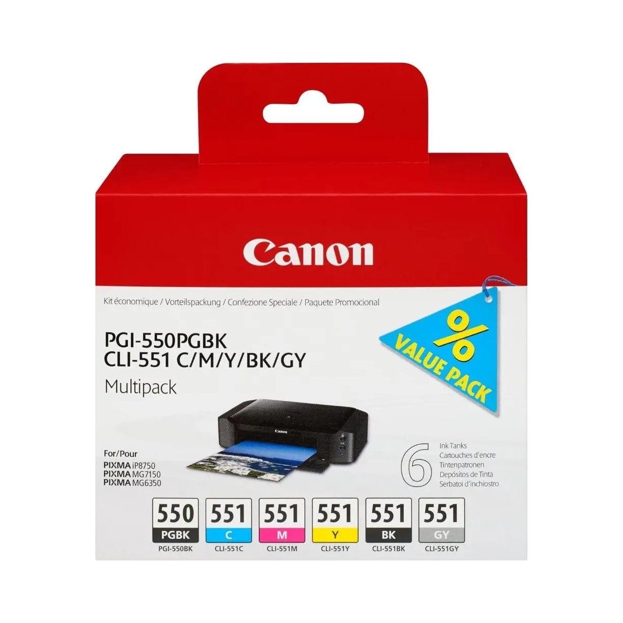 Canon sada atramentov PGI-550 CLI-551 C/m/y/bk/gy