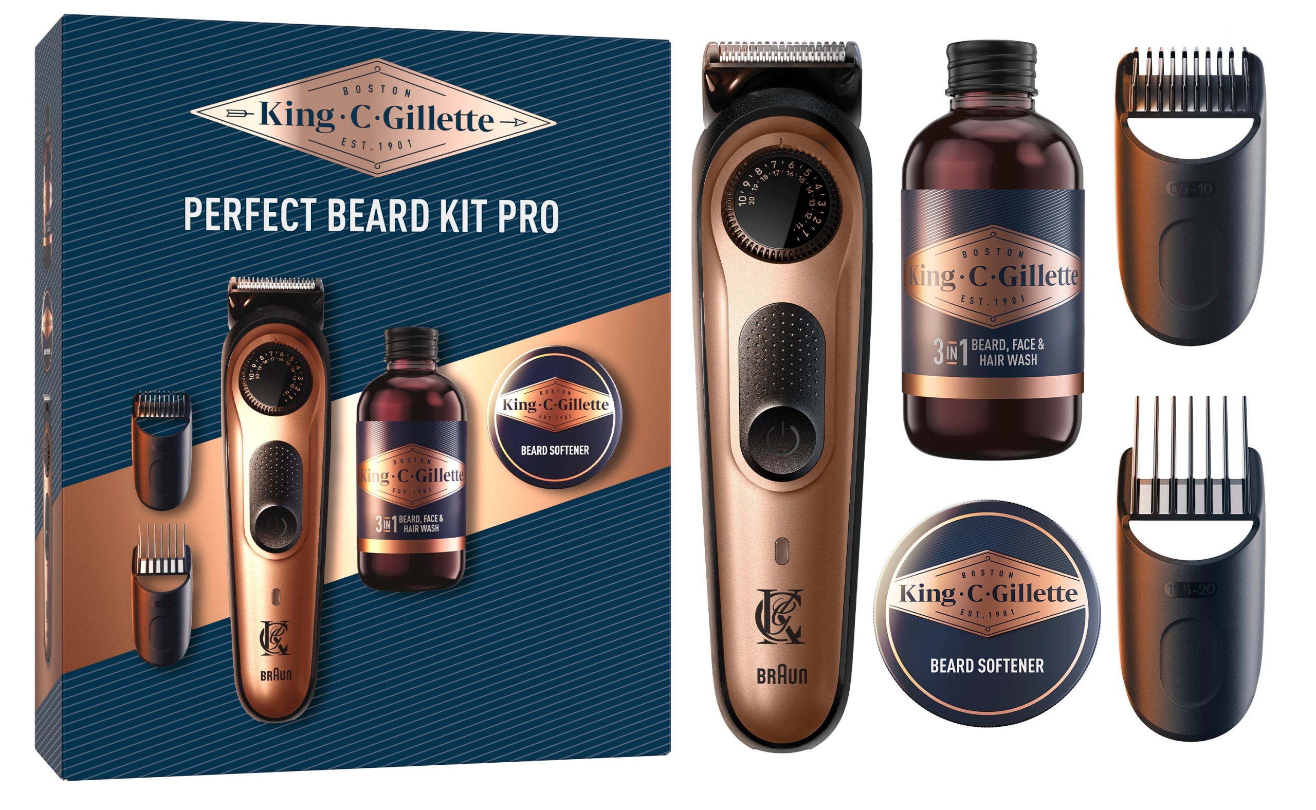 Gillette King C. zastřihovač vousů Pro dárková sada pro muže, zastřihovač