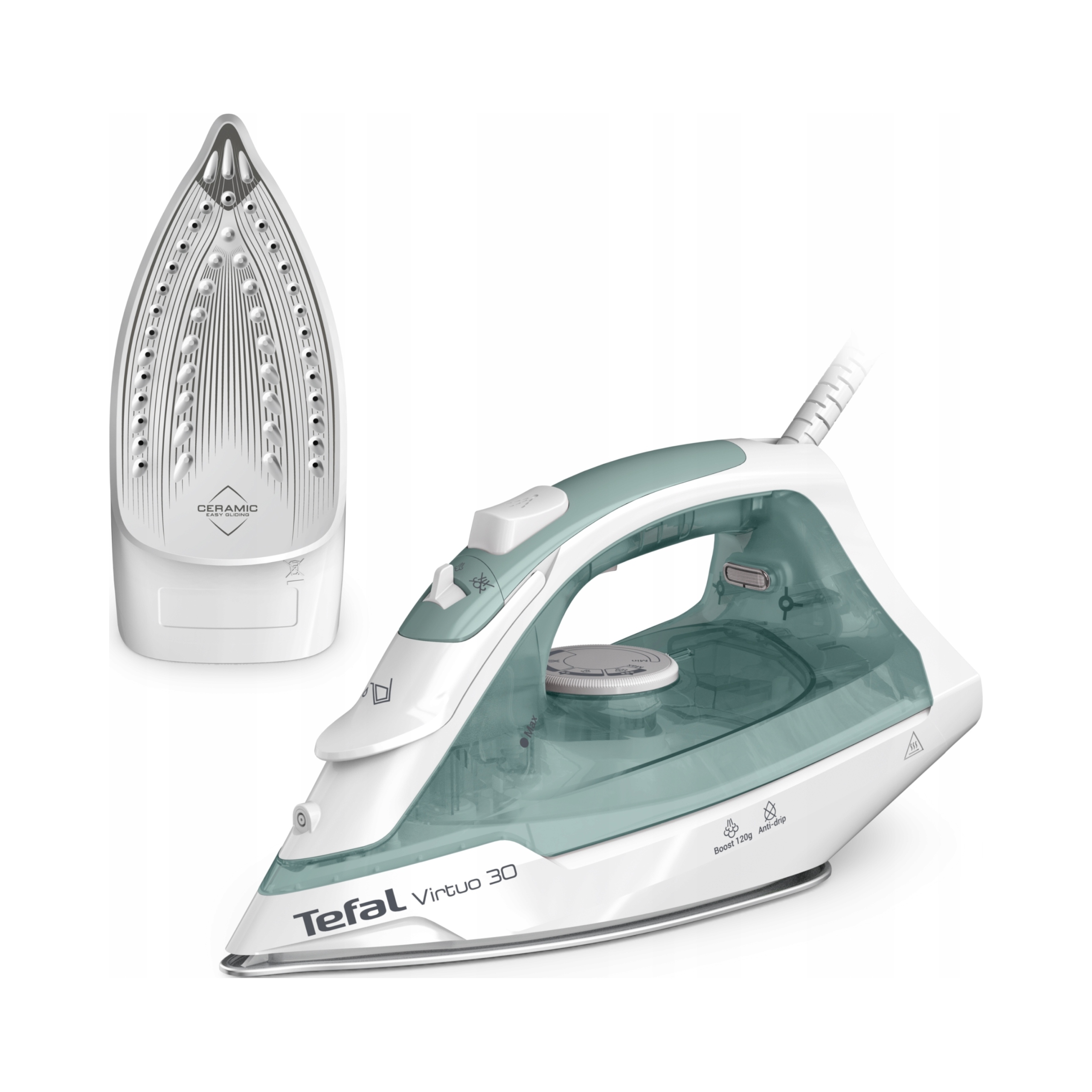 Žehlička Tefal Virtuo 2C42 2000W parní ráz 120 g/min, keramická žehlicí plocha