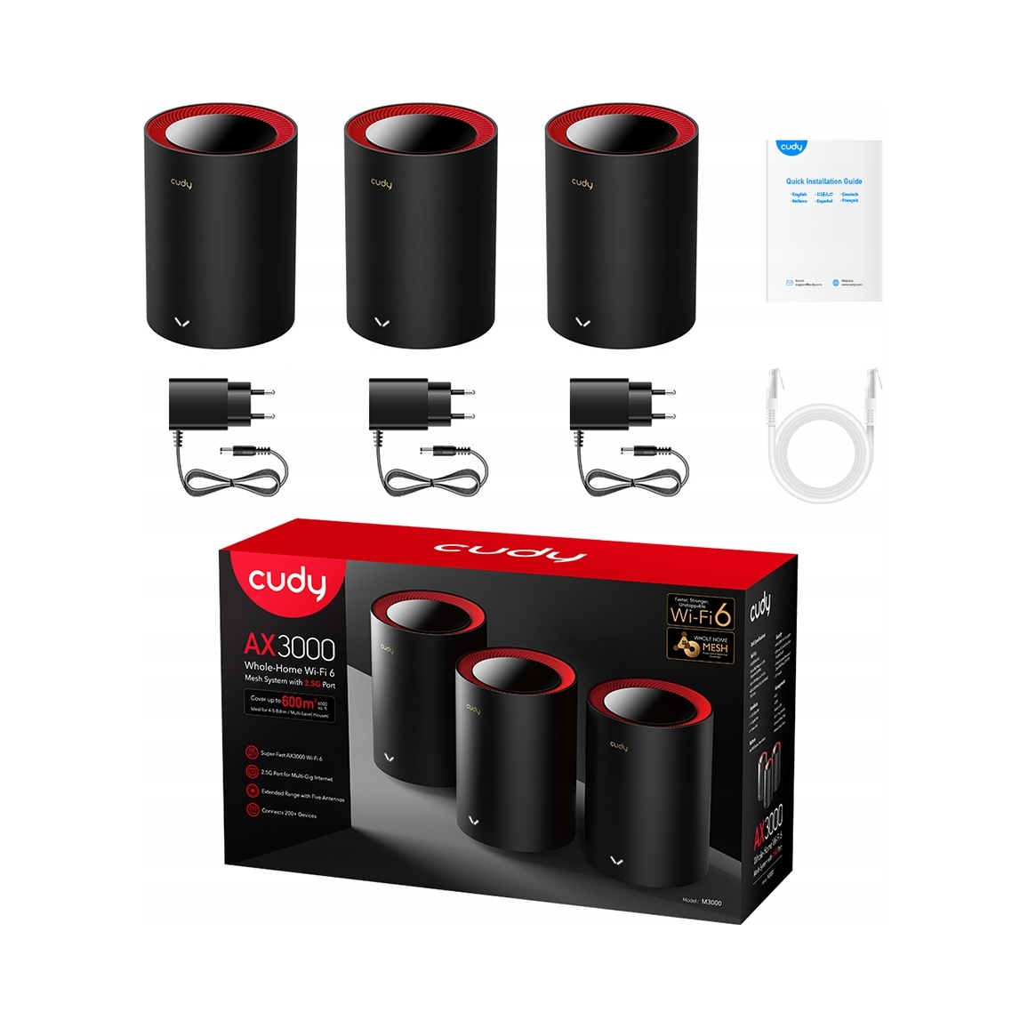 Router Cudy M3000 Wi-Fi 6 2,5G Access Point 2xLAN 3-pack