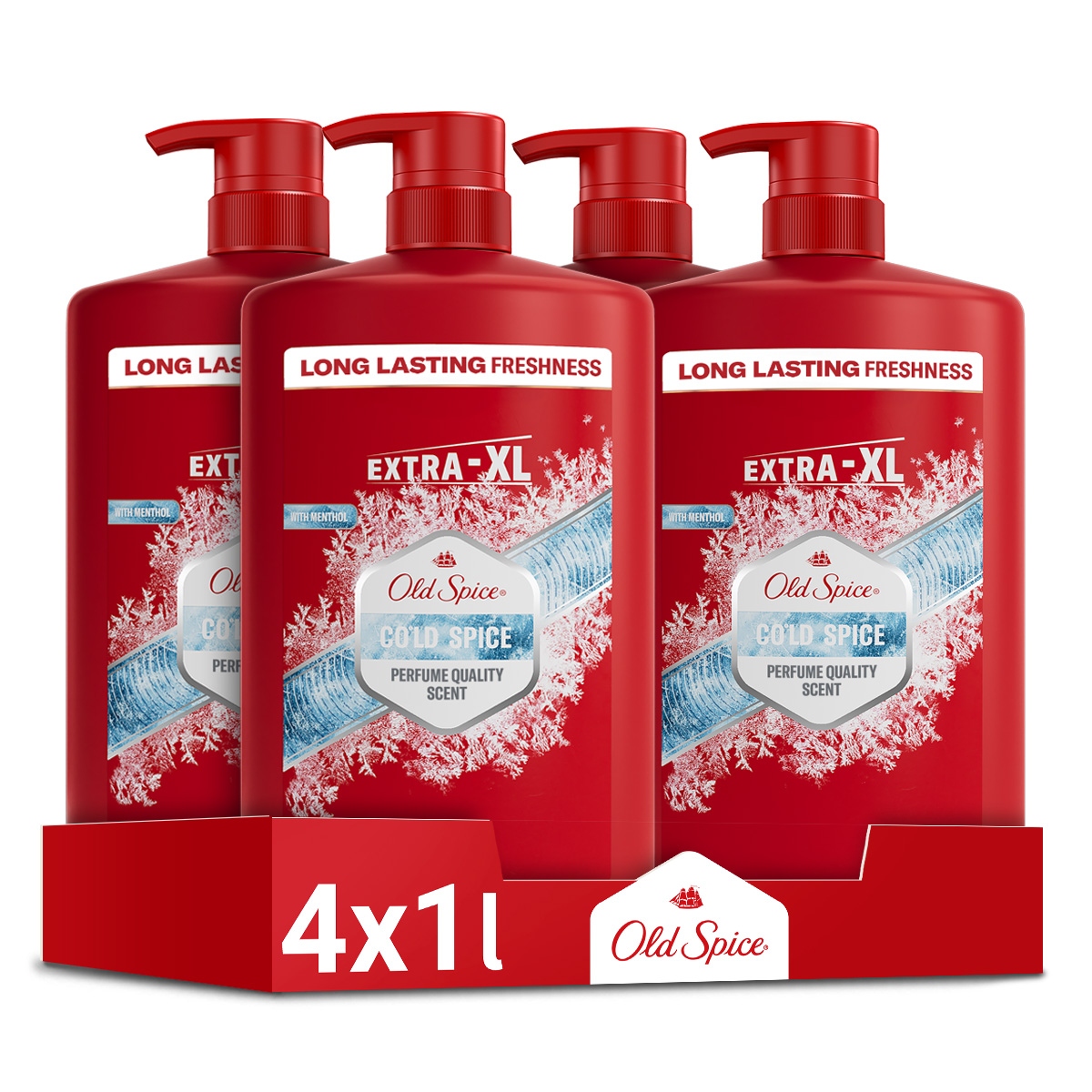 Old Spice Cold Spice Żel Pod Prysznic i Szampon Dla Mężczyzn, 3w1, 4 x 1 L